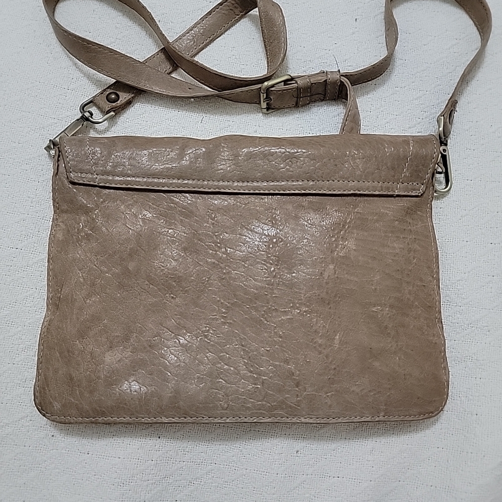 Maxon Made in Italy Tan Pebbled Leather Crossbody Messenger Boho Shoulder Bag - Picture 3 of 14